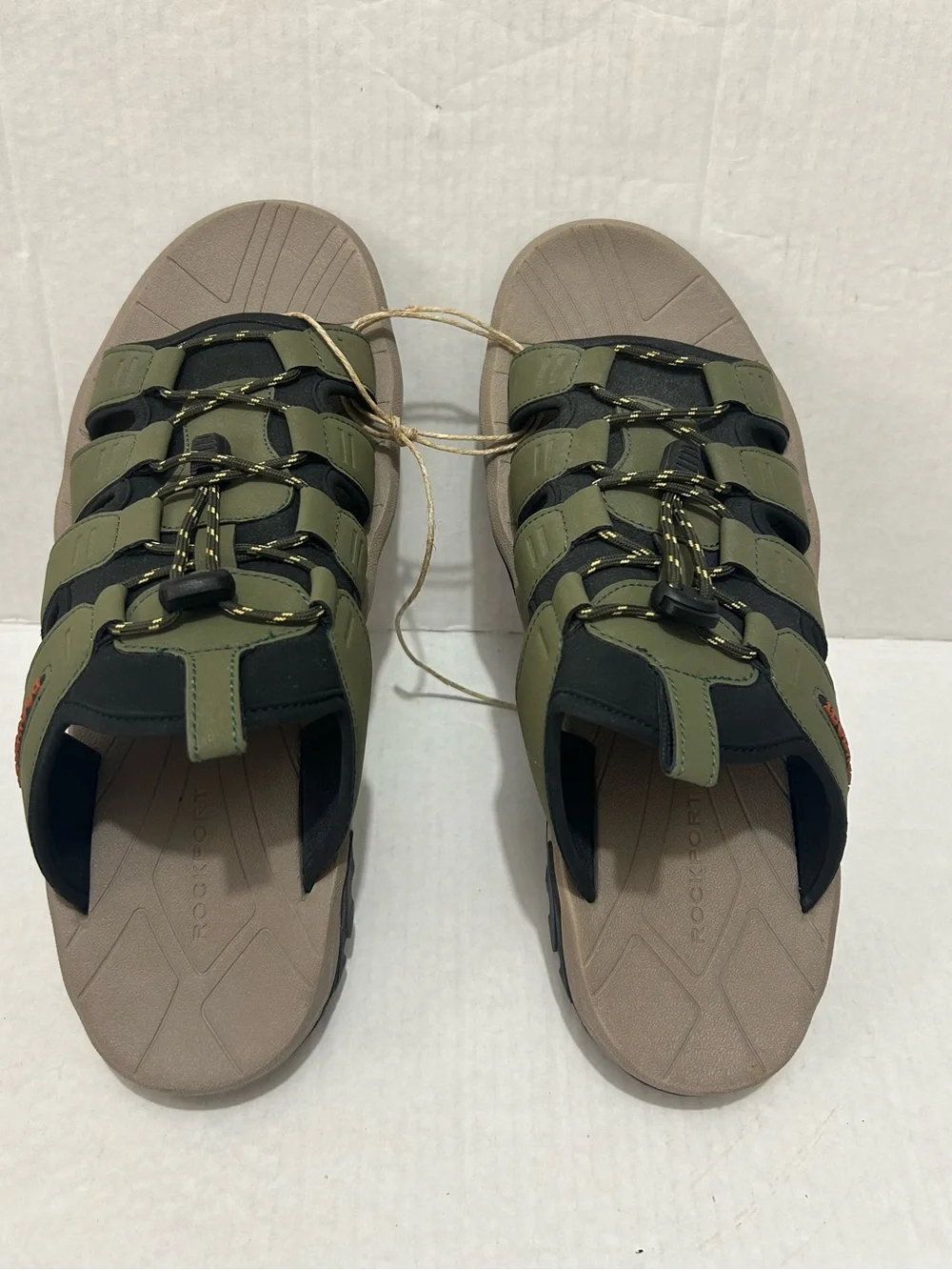 Rockport Men’s Olive Green and Tan Slide Sandals Size 13